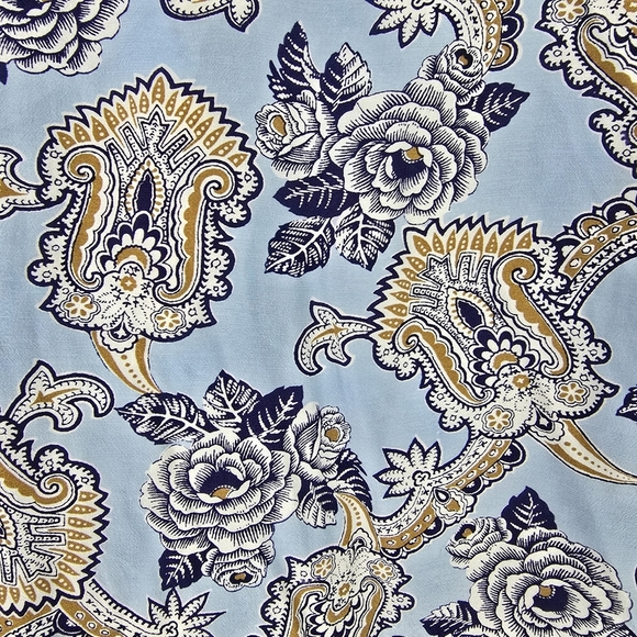 Talbots Smocked Cuff Popver -Medallion Rose V-Neck Long Sleeve Blouse Size XL - Picture 7 of 14